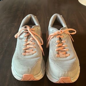 Hoka One One Women's Bondi 9.5 (used) Mesh Trainers - Harbor Mist/Sharkskin